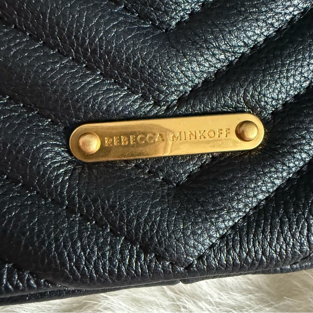 Rebecca Minkoff Edie Antique Brass Zip Leather Shoulder Bag - Picture 11 of 11